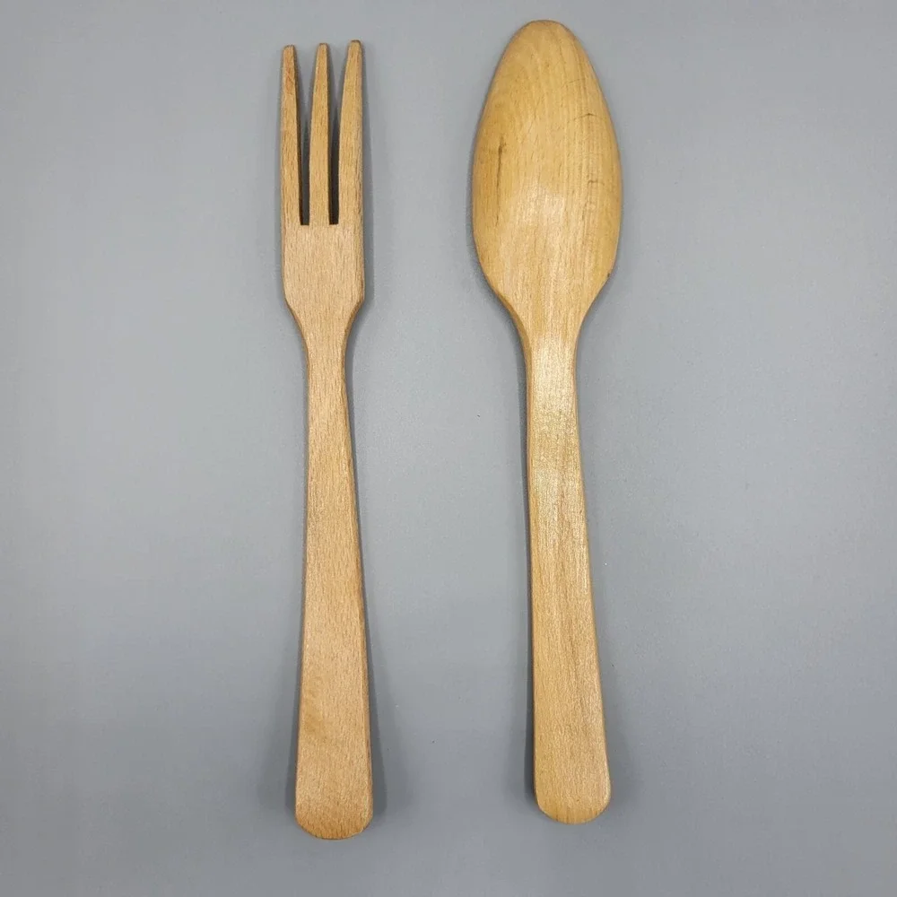 Wooden Spoon And Fork Set Solid Wood Utensils Made in Japan #1